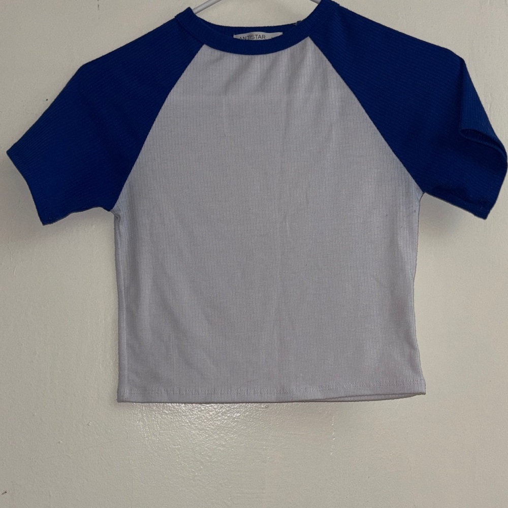 Blue and White Raglan Tee